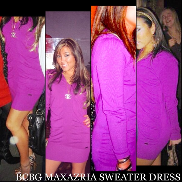 BCBG MAXAZRIA PURPLE SWEATER DRESS - Picture 2 of 3